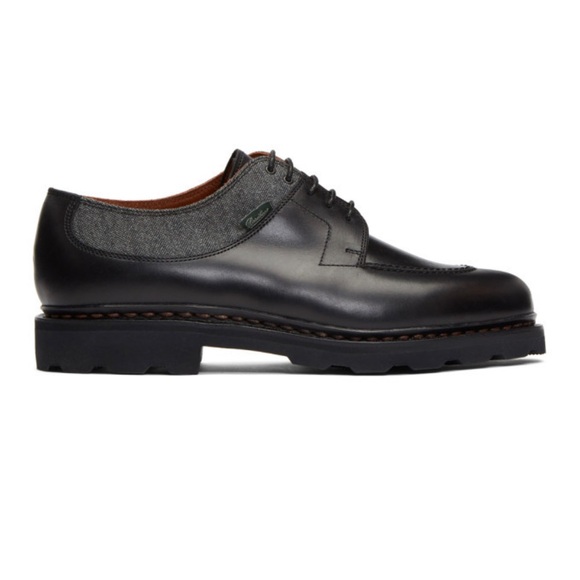 Ermenegildo Zegna Black Paraboot Edition Marche II Derbys Leather Dress Shoes 10 - Picture 4 of 17